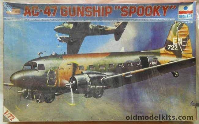 ESCI 1/72 AC-47 Spooky Gunship - 1st SOS  14th Special Operations Wing South Vietnam, 9012 plastic model kit